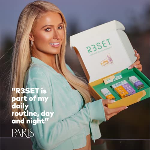 R3SET Day & Night Combo, Stress & Mood Supplement, Sleep Support, with Ashwagandha, Chamomile, Vitamin D3, Omega 3, Valerian Root, L-Theanine & GABA, 28 Veg Capsules, 0 Sugar 0 Cals 0 Carbs