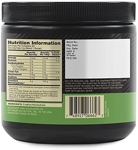 Blog Optimum Nutrition (ON) Micronized Creatine Powder - 250 Gram, 83 Serves, 3g of 100% Creatine Monohydrate per Serve, Supports Athletic Performance & Power, Unflavored.