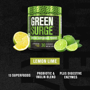 Green Surge Green Superfood Powder Supplement - Keto Friendly Greens Drink w/Spirulina, Wheat & Barley Grass, Organic Greens - Green Tea Extract, Probiotics & Digestive Enzymes - Lemon Lime - 30sv