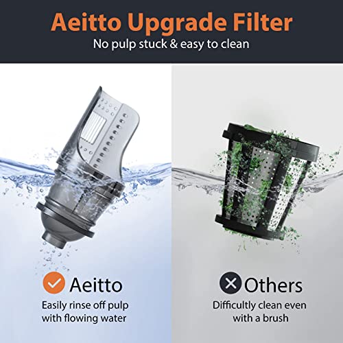 Slow Juicer,Aeitto Cold Press Juicer,Wide 3 Inch Chute Masticating Juicer,Juicer Extractor Machines with 2-Speed Modes & Reverse Function,Juicer for Vegetable and Fruit,Easy to Clean with Brush