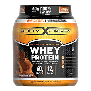 Body Fortress Super Advanced Whey Protein Powder, Chocolate Peanut Butter Flavored, Gluten Free, 2 Lb