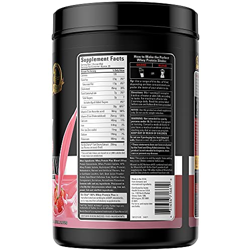 Six Star Whey Protein Plus Powder + Immune Support, Isolate & Peptides + Muscle Builder for Gain & Recovery, Strawberry, 32 Oz