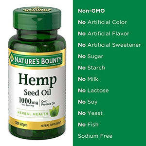 Nature's Bounty Nature's bounty Hemp Seed Oil, Cold Pressed Oil 1000mg, 30 softgels, 30 Count