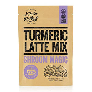 Nature's Harvest Mushroom Powder Turmeric Latte Mix - (125 servings) - Shroom Magic 5 Mushroom Blends with Reishi, Chaga, Cordyceps, Lion's Mane and Turkey Tail - For Hot and Cold Drinks