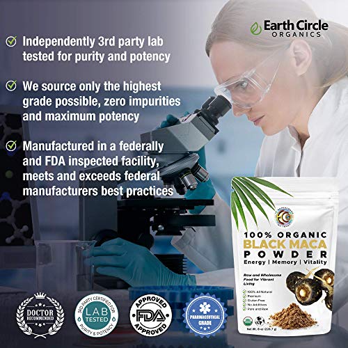 Ultra-Pure Organic Black Maca Root Powder | Natural Superfood | Essential Vitamins, Minerals & Fatty Acids for Improved Energy | Enhanced Performance & Immune System Support 8oz - 3 Pack