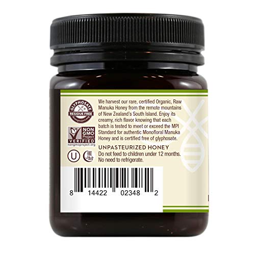 Wedderspoon Raw Organic Manuka Honey KFactor 16+ Unpasteurized, Genuine New Zealand Honey, Multi-Functional, Non-GMO Superfood, Organic Kfactor, 8.8 Ounce