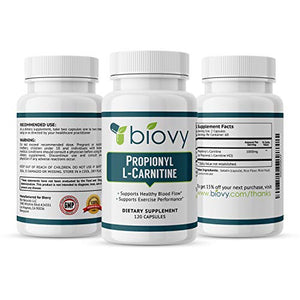 High Absorption Propionyl-L-Carnitine (PLCAR) by Biovy™ - No Artificial Fillers - Effective Propionyl L Carnitine HCL Supplement to Support Blood Circulation - 120 Capsules