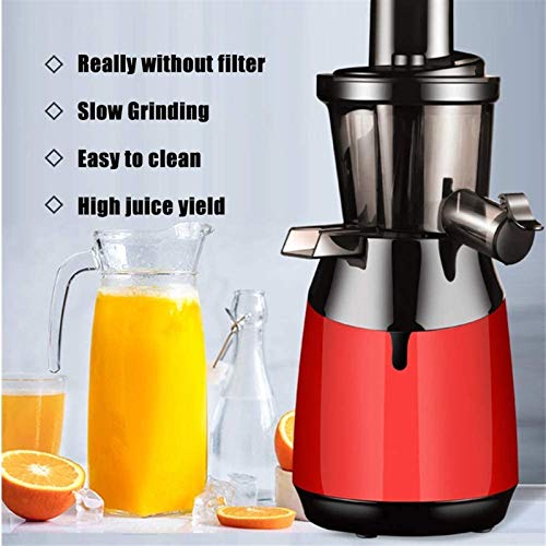 XYWCHK Slow Masticating Juicer, High Nutrient and Vitamins Juice Extractor, Wide Chute Cold Press Juicer for Vegetable and Fruit Citrus Juicer (Color : Red)