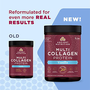 Collagen Powder Protein by Ancient Nutrition, Multi Collagen Vanilla Protein Powder, 45 Servings, with Vitamin C, Hydrolyzed Collagen Peptides Supports Skin and Nails, Gut Health, 16.7oz