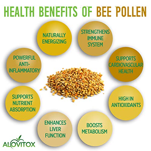 Alovitox Bee Pollen Granules | 100% Pure, Fresh Natural Raw Bee Pollen | Superfood Packed with Antioxidant, Protein, Vitamin & More | Bee Friendly Nutritional Yeast, Gluten Free 16 Oz