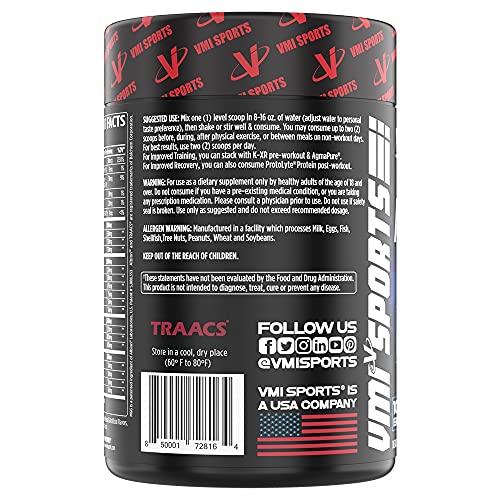VMI Sports | Aminogex Ultra | BCAA Powder | Amino Acids + Betaine and Glutamine | Amino Acid Post Workout Recovery Drink | Intra Workout Drink with TRAACS Electrolytes | (Red Fruit Candy, 30 Servings)