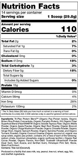 Vegan Organic Plant Protein Powder and Meal Replacement Shake - By 310 Nutrition - Gluten, Dairy and Soy Free - 0g of Sugar | Keto and Paleo Friendly… (Chocolate, 14 Servings)