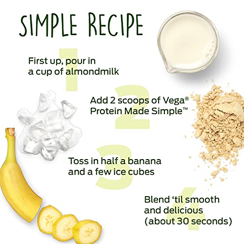 Vega Protein Made Simple, Vanilla, 39 Servings XL Tub - Plant Based Healthly Vegan Protein Powder with no Stevia, Dairy Free, Gluten Free, Vegetarian, 2.2 Pounds
