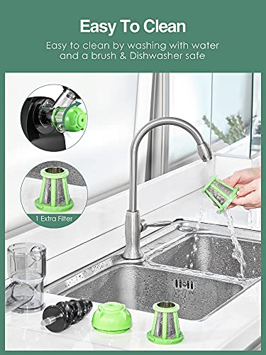 Slow Masticating Juicer Extractor Professional Machine, Cold Press Juicer with Quiet Motor and Reverse Function, High Nutrient Fruit and Vegetable Juice with Juice Jug & Brush for Cleaning