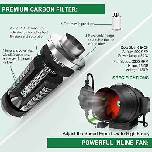 Spider Farmer Grow Tent Kit Complete SF-1000 Dimmable Full Spectrum LED Grow Light Samsung Diodes & MeanWell Driver 27” X 27” X 62”Growing Tent 4 Inch Fan Filter Combo Setup Package System Veg Flower