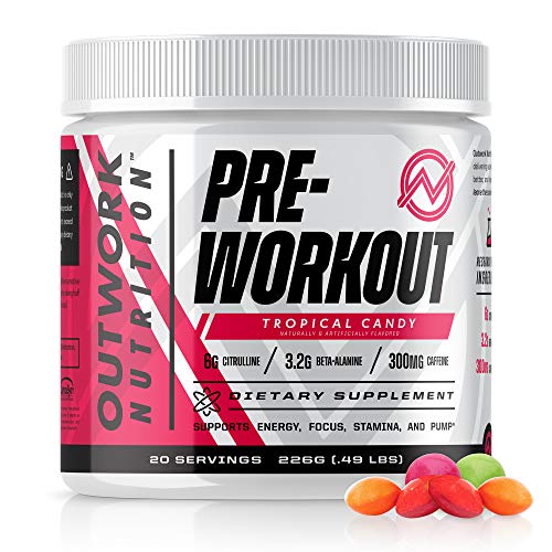 Outwork Nutrition Pre-Workout Supplement with Nootropics - Energy & Mental Focus for Better Workouts - Backed by Science (Tropical Candy, 226 Grams)