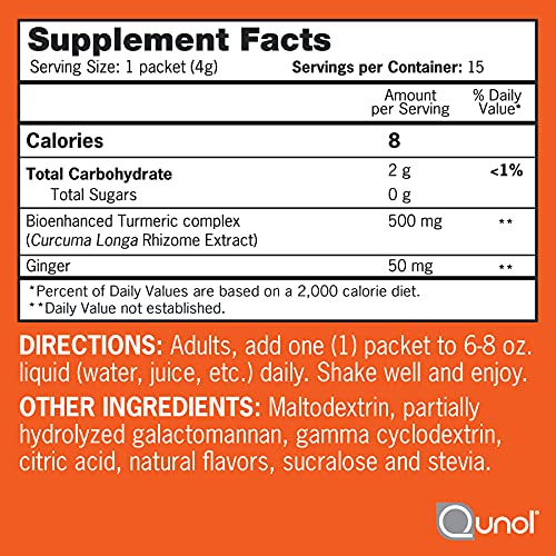 Turmeric Curcumin Capsules with 2 Turmeric Powder Packets, 40x Better Absorption, Qunol 1000mg Extra Strength Supplement, Patented Hydro-Soluble Technology, 120 Vegetarian Capsules w/Turmeric Sachets