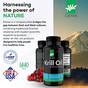 Daiwa Krill Oil 1000mg - EPA DHA Omega 3 6 9 Supplement with Astaxanthin for Joint, Brain and Heart Health - Made from Antarctic Krill Oil