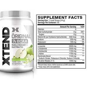 XTEND Original BCAA Powder Smash Apple | Sugar Free Post Workout Muscle Recovery Drink with Amino Acids | 7g BCAAs for Men & Women | 90 Servings