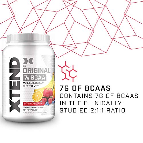 XTEND Original BCAA Powder Knockout Fruit Punch | Sugar Free Post Workout Muscle Recovery Drink with Amino Acids | 7g BCAAs for Men & Women | 90 Servings