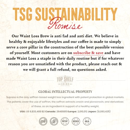 Waist Loss Coffee, The Best Dark Roast Ground Java - Supports Weight Management, Metabolism, Skinny Diet and Natural Burn - Keto Friendly - Premium Coffee Boost by Top Shelf Grind