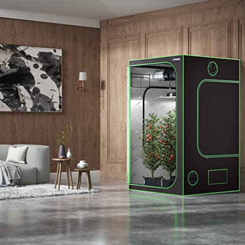 VIVOSUN 60"x60"x80" Mylar Hydroponic Grow Tent with Observation Window and Floor Tray for Indoor Plant Growing 5'x5'