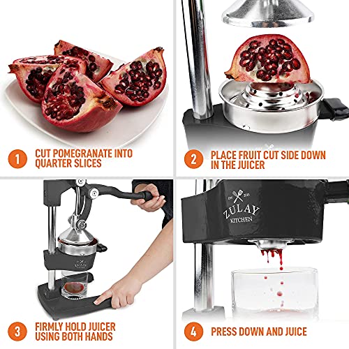 Zulay Professional Citrus Juicer - Manual Citrus Press and Orange Squeezer - Metal Lemon Squeezer - Premium Quality Heavy Duty Manual Orange Juicer and Lime Squeezer Press Stand, Black