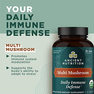 Mushroom Supplement by Ancient Nutrition, Organic Multi Mushroom Immune Support Tablet, Supports Stress Response, Gluten Free, Paleo and Keto Friendly, 60 Count