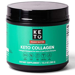 Perfect Keto Collagen Protein Powder with MCT Oil - Grassfed, GF, Multi Supplement, Best for Ketogenic Diets, Use as Keto Creamer, in Coffee and Shakes for Women & Men (Peanut Butter)