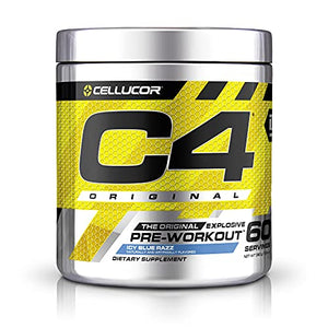 C4 Original Pre Workout Powder ICY Blue Razz | Vitamin C for Immune Support | Sugar Free Preworkout Energy for Men & Women | 150mg Caffeine + Beta Alanine + Creatine | 60 Servings