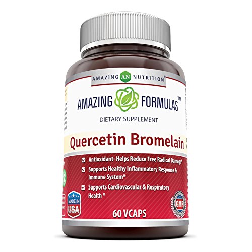 Amazing Formulas Quercetin 800 Mg with Bromelain 165 Mg, Veggie Capsules (Non-GMO,Gluten Free,Vegan) - Supports Heart & Joint Health, Energy Production, Respiratory Health, Inflammatory Response