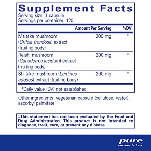 Pure Encapsulations - M/R/S Mushroom Formula - Hypoallergenic Supplement Promotes Immune Health and Provides Broad-Spectrum Physiological Support - 120 Capsules