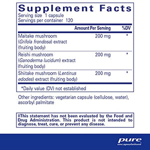 Pure Encapsulations - M/R/S Mushroom Formula - Hypoallergenic Supplement Promotes Immune Health and Provides Broad-Spectrum Physiological Support - 120 Capsules