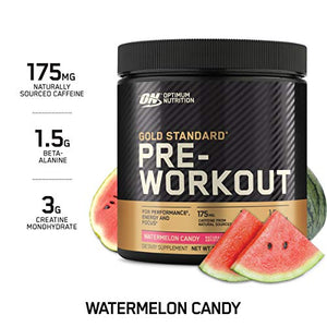 Optimum Nutrition Gold Standard Pre-Workout, Vitamin D for Immune Support, with Creatine, Beta-Alanine, and Caffeine for Energy, Keto Friendly, Watermelon Candy, 30 Servings (Packaging May Vary)