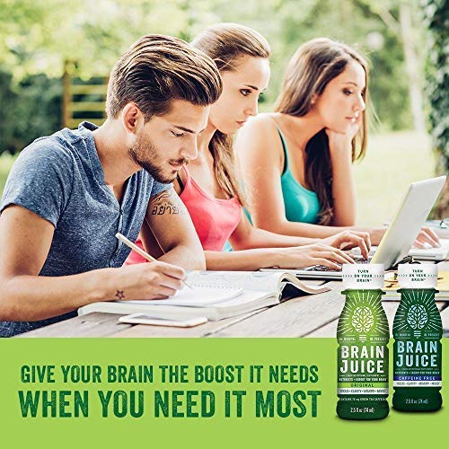 BrainJuice Brain Booster Shot, Decaffeinated Peach Mango | Liquid Drink Supplement for Improved Memory, Focus, Clarity & Mood, Gluten-Free, Non-GMO | 2.5 fl oz, 12 Count