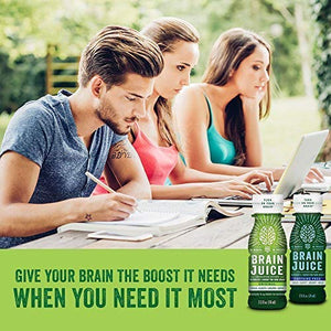 BrainJuice Brain Booster Shot, Decaffeinated Peach Mango | Liquid Drink Supplement for Improved Memory, Focus, Clarity & Mood, Gluten-Free, Non-GMO | 2.5 fl oz, 12 Count
