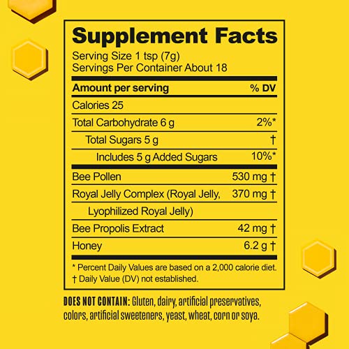 BEEKEEPER'S NATURALS B.Powered - Fuel Your Body & Mind, Helps with Immune Support, Mental Clarity, Enhanced Energy & Athletic performance - Propolis, Royal Jelly, Bee Pollen, Honey (4.4 oz)