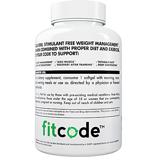 Fitcode CLA1000 Conjugated Linoleic Acid, Soft Gel, Stimulant Free Weight Loss Supplement (90 Servings)