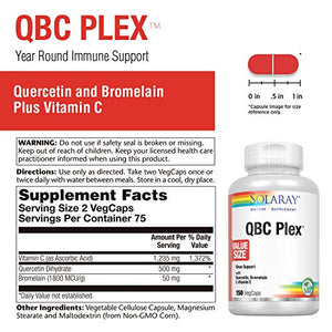 Solaray QBC Plex | Quercetin & Bromelain Plus Vitamin C | Year Round Immune Function & Respiratory Health Support | Non-GMO & Vegan (150 CT)