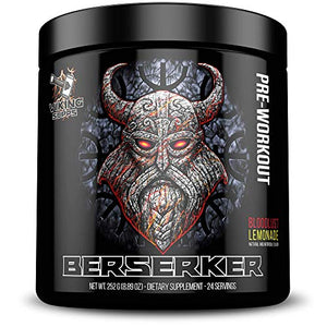 Viking Supps Berserker Pre-Workout, with Creatine, Beta-Alanine, and Caffeine for Energy, Bloodlust Lemonade (Strawberry Lemonade) Flavor, 24 Servings