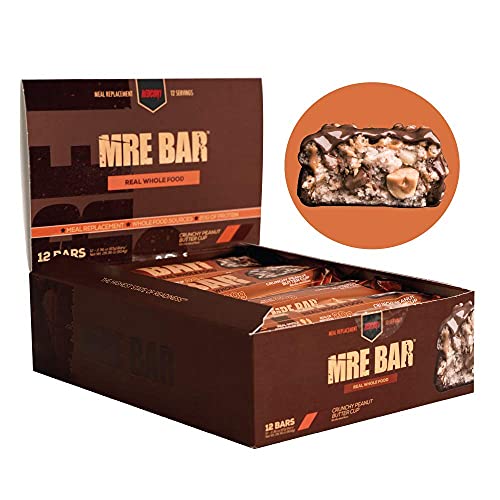 Redcon1 MRE Bar - Meal Replacement Bar (1 Box / 12 Bars) - Crunchy Peanut Butter Cup - Animal Based Protein, 20G Protein, No Bloating, Real Food Taste