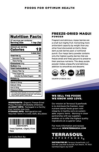 Terrasoul Superfoods Organic Maqui Berry Powder, 4 Oz - Freeze-Dried | Antioxidants
