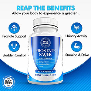 Body Saver Prostate Supplement for Enlarged Prostate | Prostate Supplements for Men Prostate Health with Saw Palmetto Extract | 60 Capsules