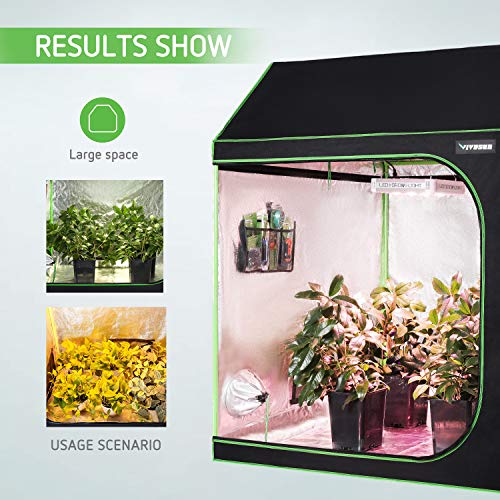 VIVOSUN 60"x60"x72" Indoor Grow Tent, Roof Cube Tent with Observation Window and Floor Tray for Plant Growing