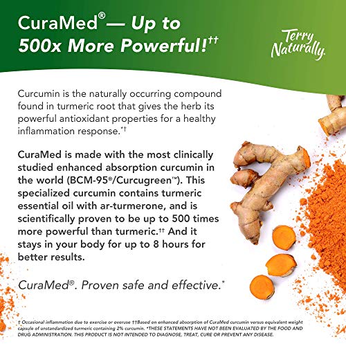 Terry Naturally CuraMed 750 mg ( 3 Pack ) - 120 Softgels - Superior Absorption BCM-95 Curcumin Supplement , Promotes Healthy Inflammation Response - Non-GMO , Gluten-Free , Halal - 360 Total Servings