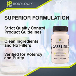 Caffeine Pills 200mg, Bodylogix Caffeine Tablets Maximum Potency Caffeine Supplement (100 Tablets) (Pack of 1)