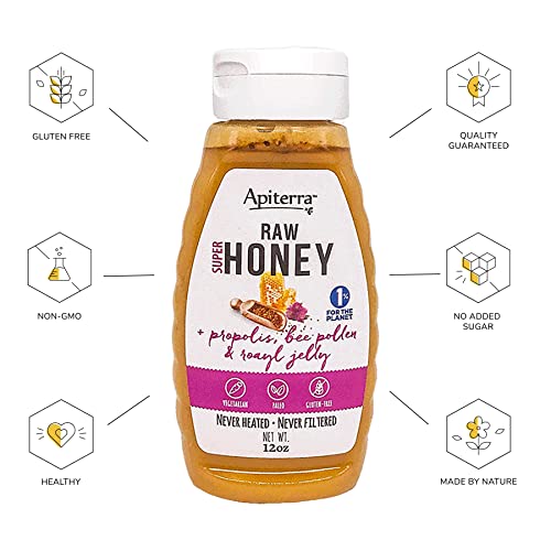 Apiterra - Raw Honey with Superfoods Variety Pack - 12 Ounce (3 Count)