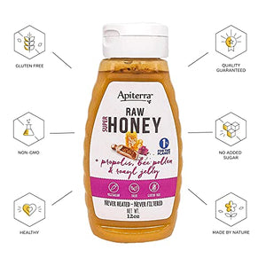 Apiterra - Raw Honey with Superfoods Variety Pack - 12 Ounce (3 Count)