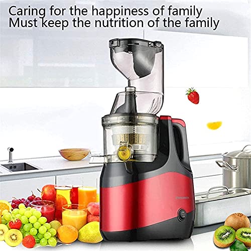 XUERUIGANG Slow Masticating Juicer Cold Press Juice Extractor Apple Orange Citrus Juicer Machine with Wide Chute Quiet Motor for Fruit Vegetables (red)