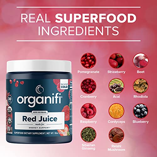 Organifi: Red Juice- Organic Superfood Supplement Powder - 30-Day Supply - Supports Immunity, Skin Health and Weight Loss Management - Anti-Aging Properties